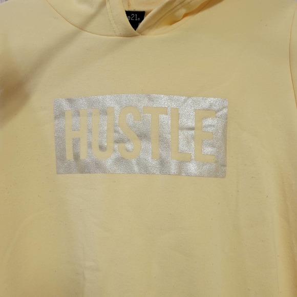 RUE21 "Hustle" Yellow Hoodie M - Picture 2 of 6